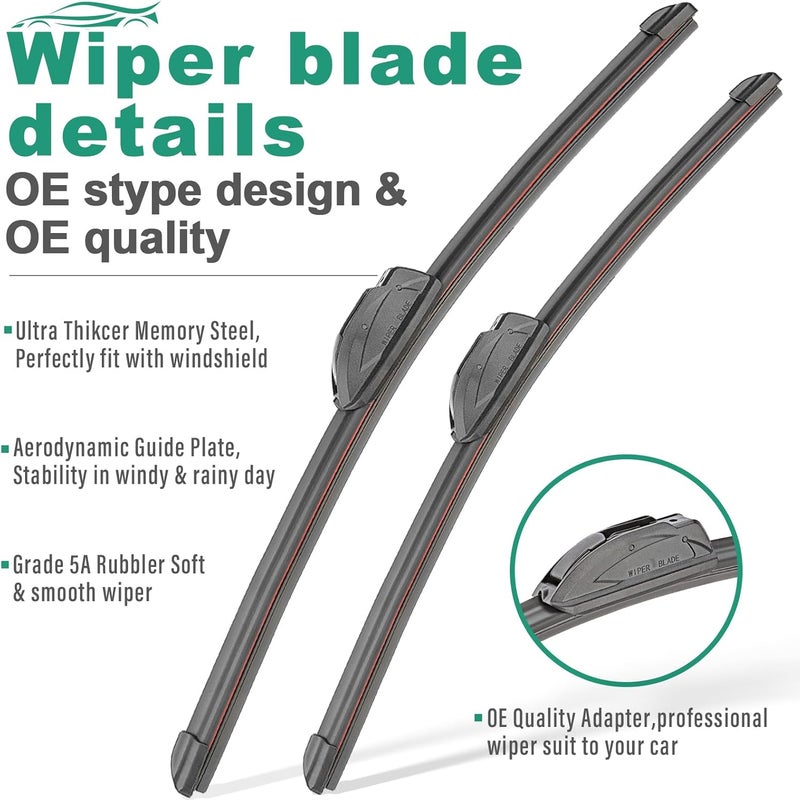WINDSMILE 24" 21" 14" Windshield Wiper Blades Replacement for Honda Pilot 2003 2004 2005 2006 2007 2008 Premium All Weather Front Rear Wipers Set - OEM Quality (Pack of 3) - Image 3